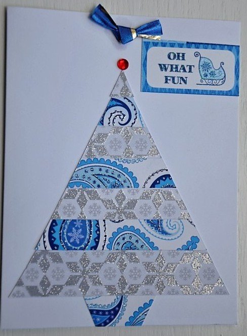 Hollaa holiday card: Christmas Tree Oh What Fun handmade ang