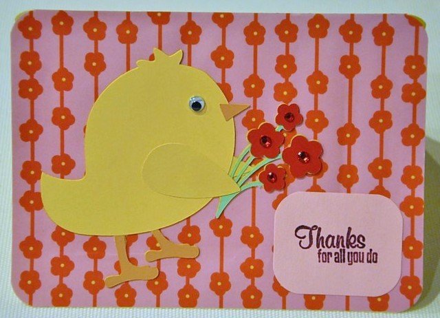 Hollaa Thank you card: Bird with Flowers ann