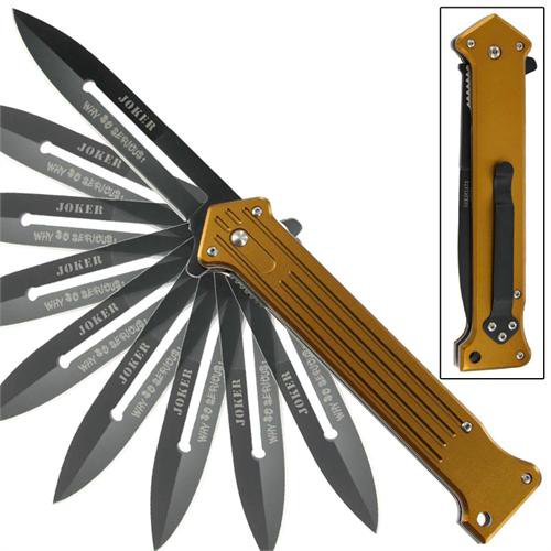 Joker Dark Knight Why So Serious Spring Assisted Knife Bronze