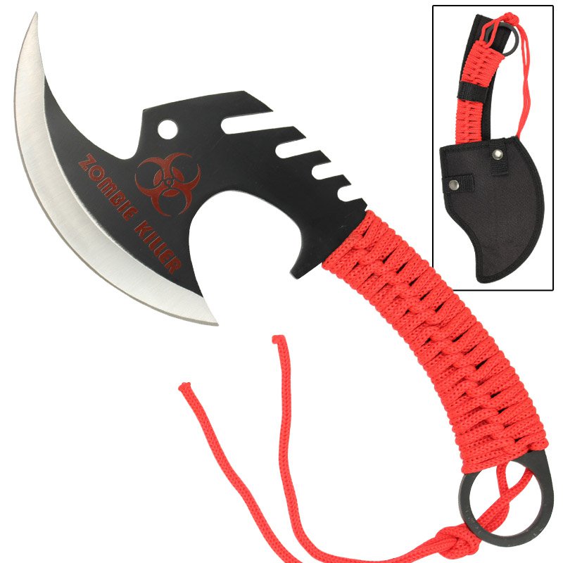 Red Zombie Killer Skullsplitter Throwing Axe
