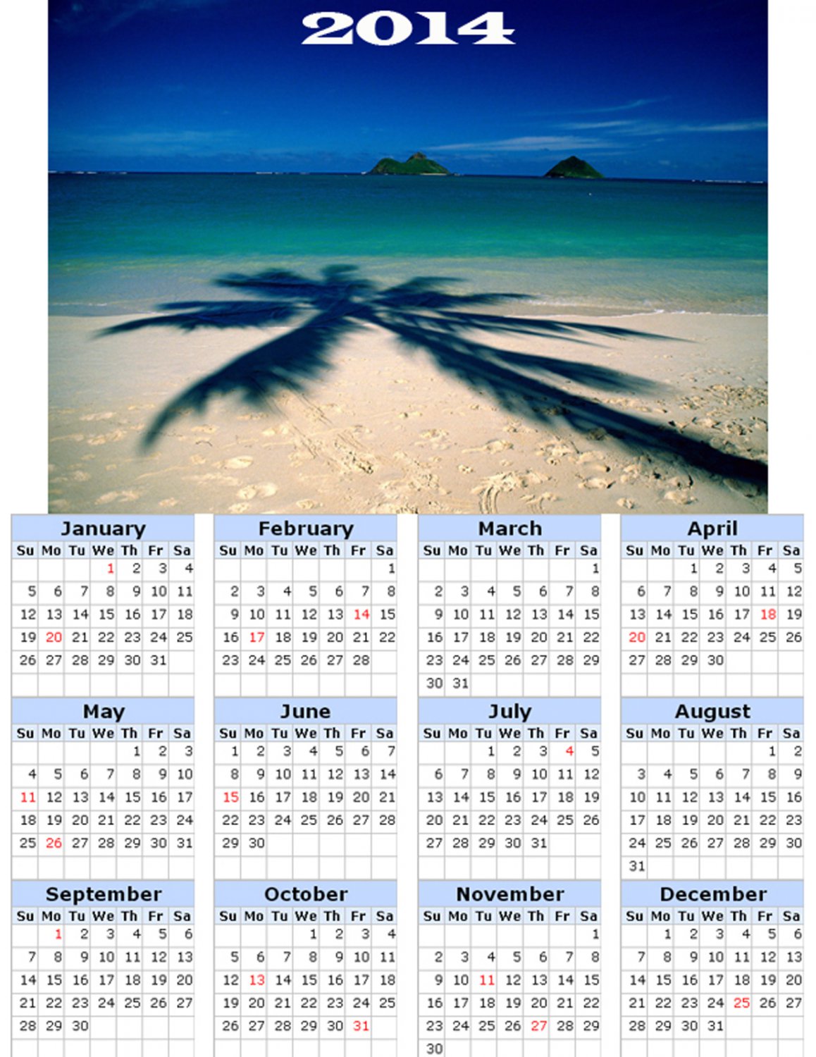 2014 calendar toolbox magnet refrigerator magnet beaches #2