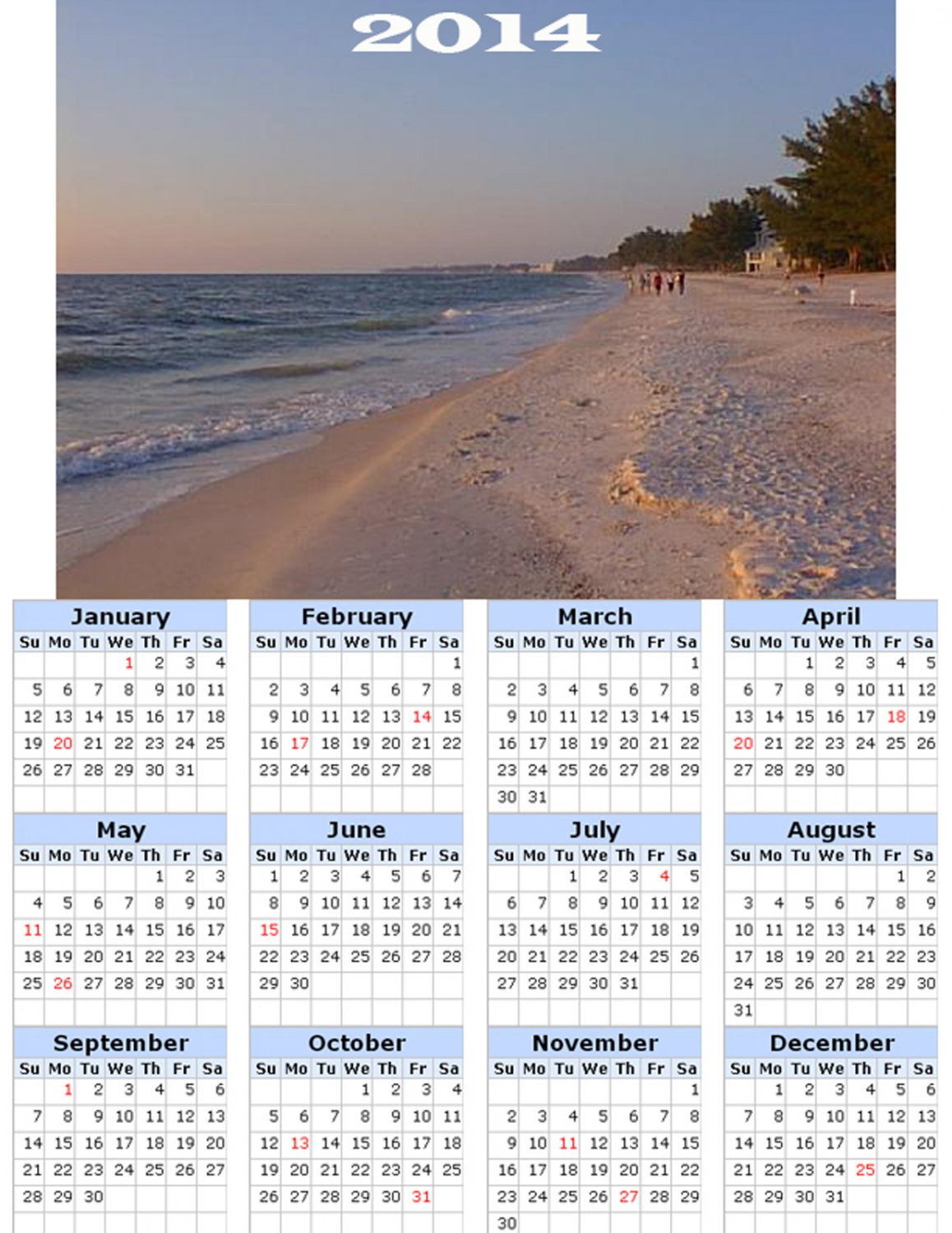 2014 calendar toolbox magnet refrigerator magnet beaches #3
