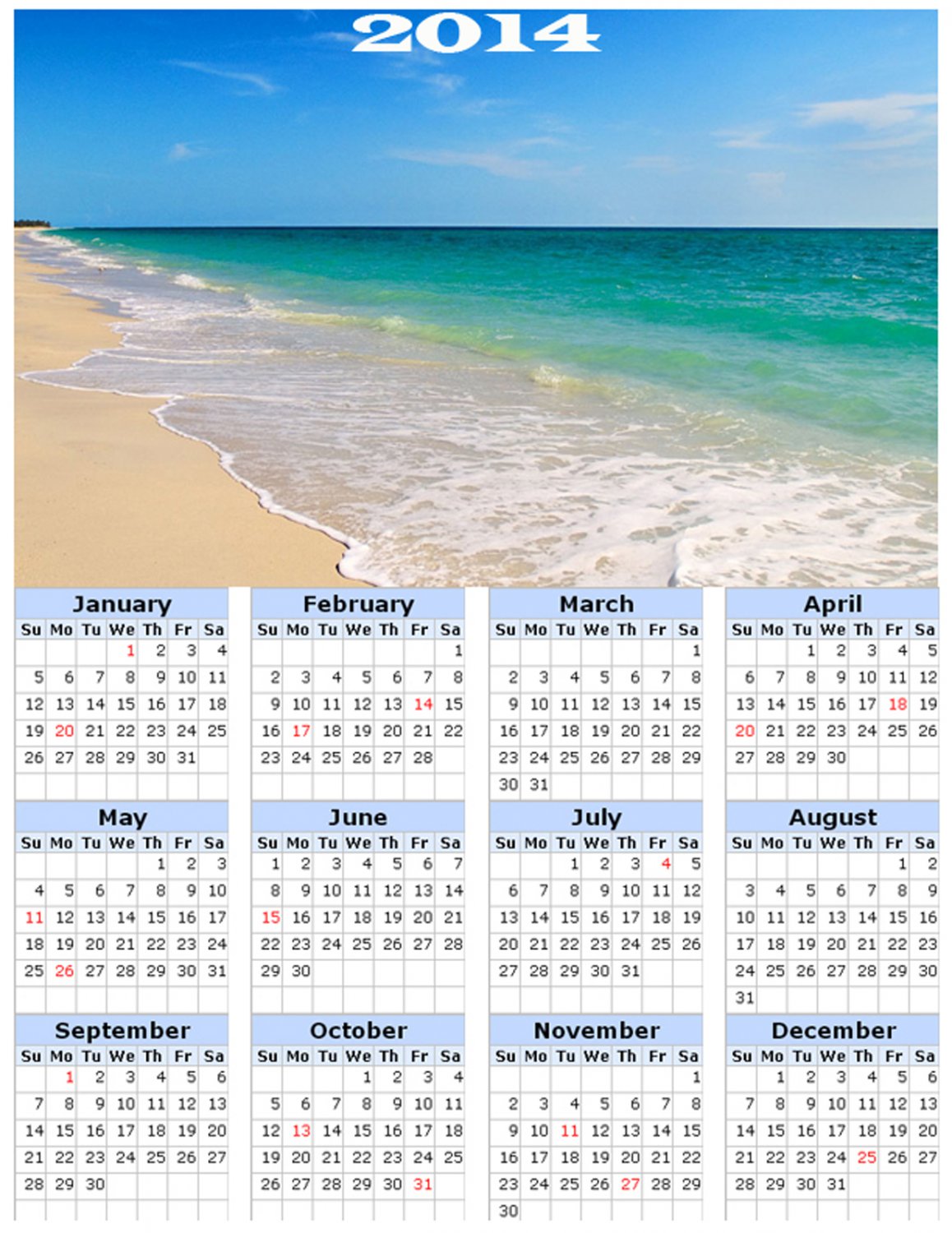 2014 calendar toolbox magnet refrigerator magnet beaches #4
