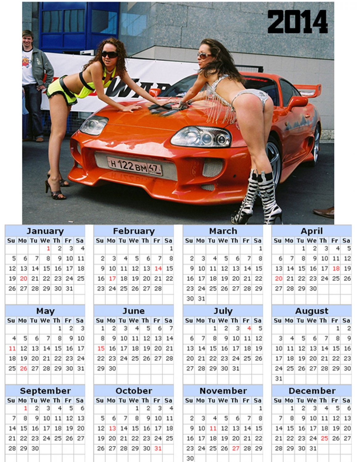 2014 calendar toolbox magnet refrigerator magnet Sexy Girls #2