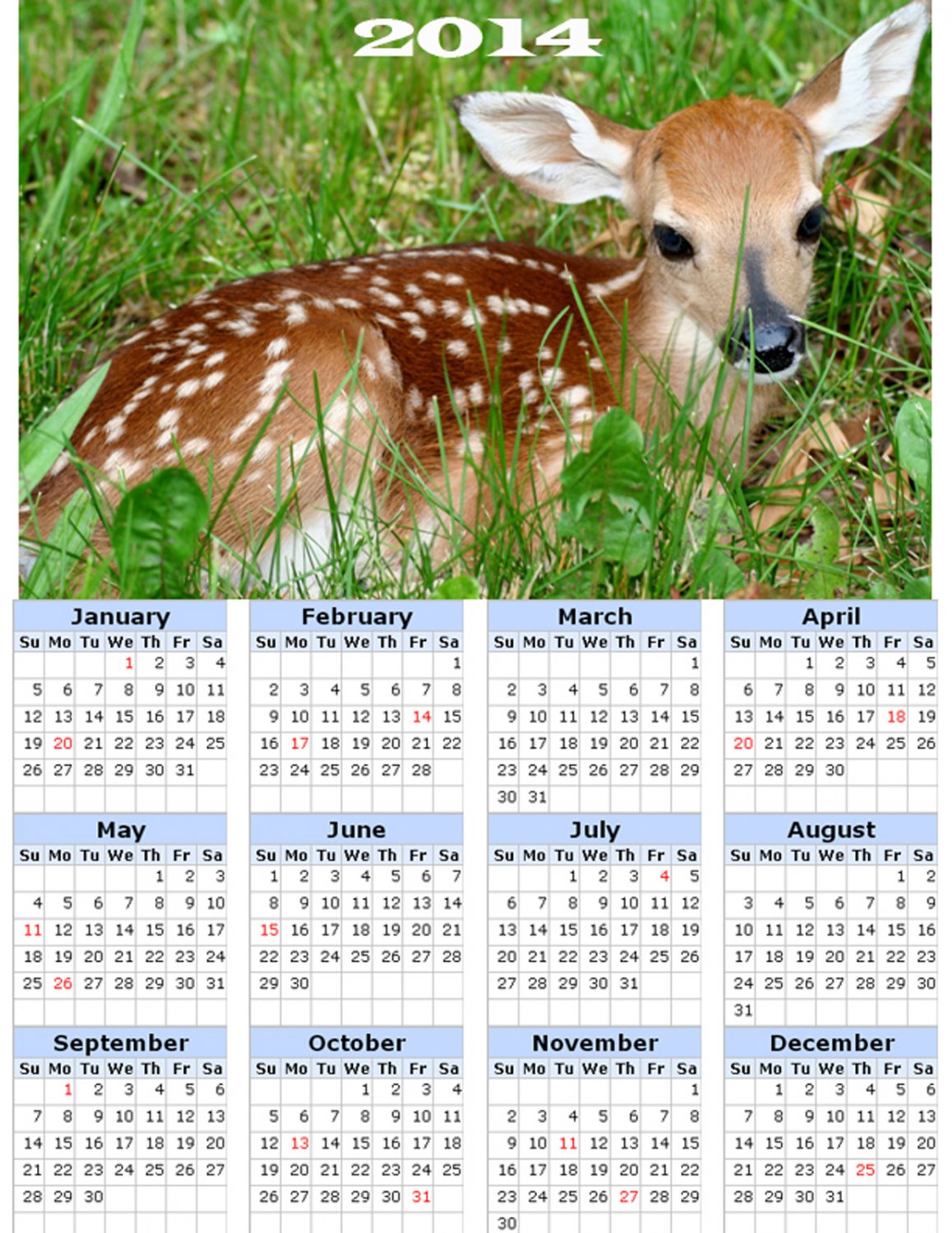 2014 calendar toolbox magnet refrigerator magnet Deer #2
