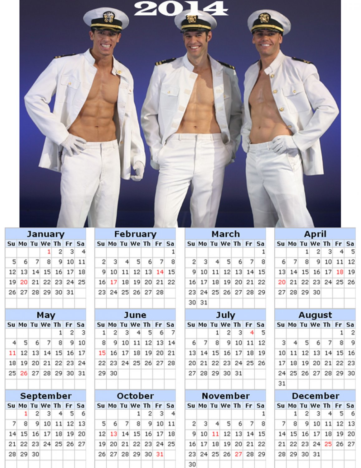 2014 calendar toolbox magnet refrigerator magnet Sexy Guys #4