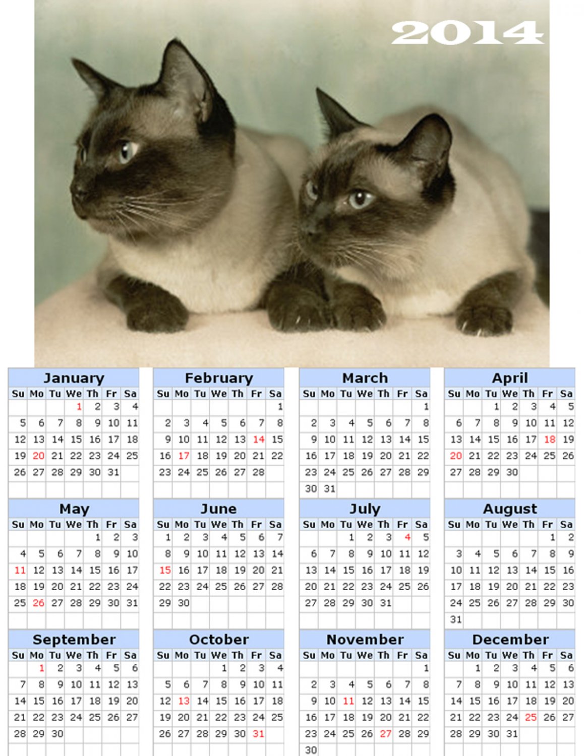 2014 calendar toolbox magnet refrigerator magnet Cats #5