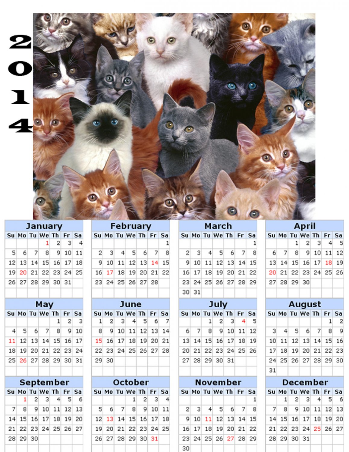 2014 calendar toolbox magnet refrigerator magnet Cats #7