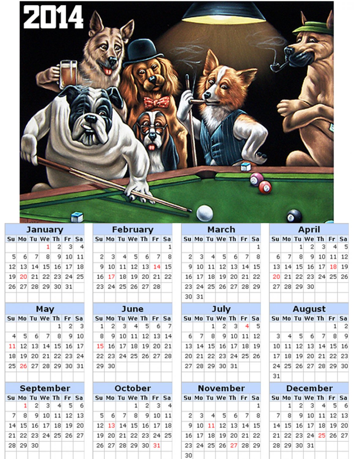2014 calendar toolbox magnet refrigerator magnet Dogs #3