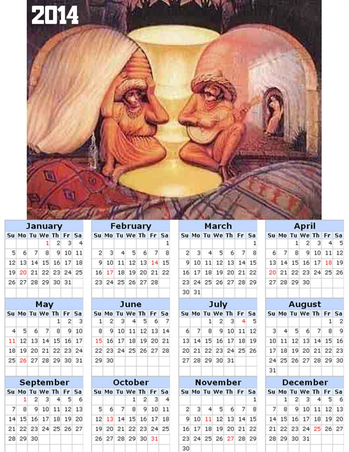 2014 calendar toolbox magnet refrigerator magnet Optical Illusions #2