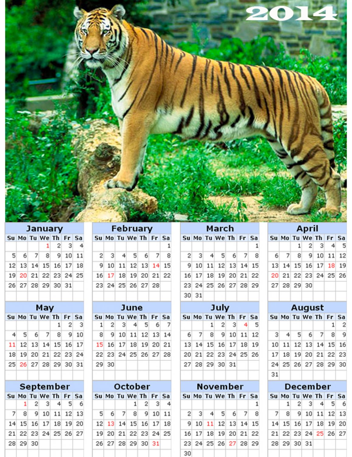 2014 calendar toolbox magnet refrigerator magnet BIG Cats #8