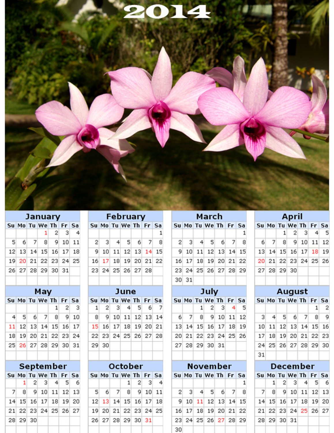 2014 calendar toolbox magnet refrigerator magnet Flowers #1