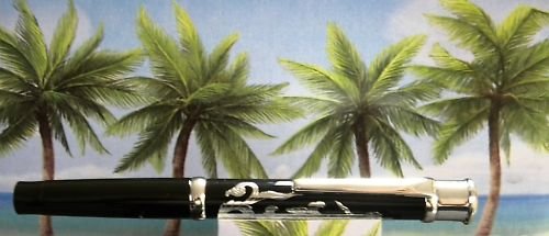 Diamond pen clip lighter black laquer silver dragon