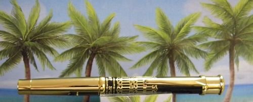 Diamond pen clip lighter black laquer & gold roman