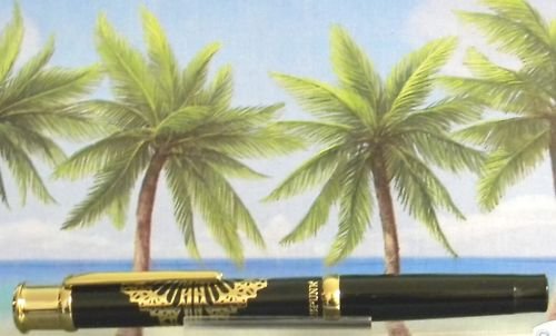 Diamond pen clip lighter black laquer & gold