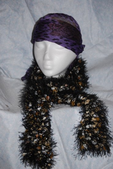 Black fun fur scarf