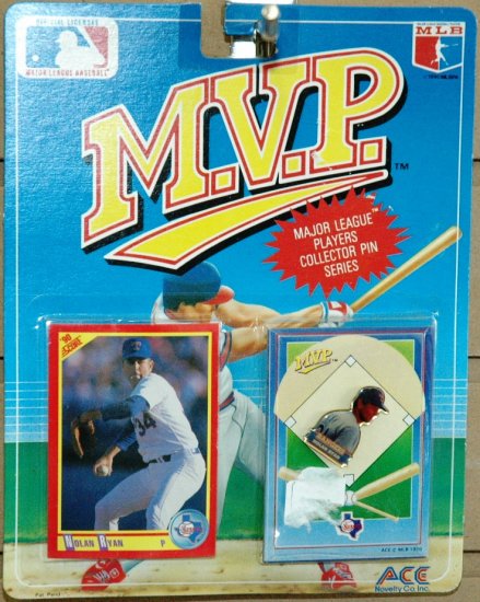 NOLAN RYAN TEXAS RANGERS 1990 MVP PIN & CARD SET