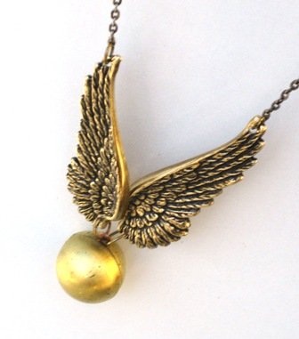 FLYING Golden Snitch - Locket Pendant Necklace - By GlazedBlackCherry