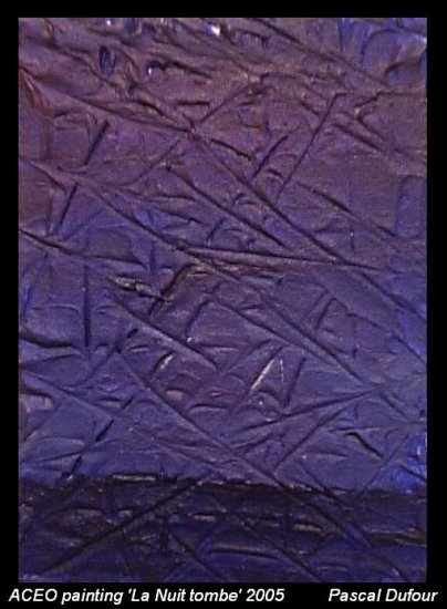 Aceo Painting La nuit tombe 2005 Landscape, artist from Québec free shipping