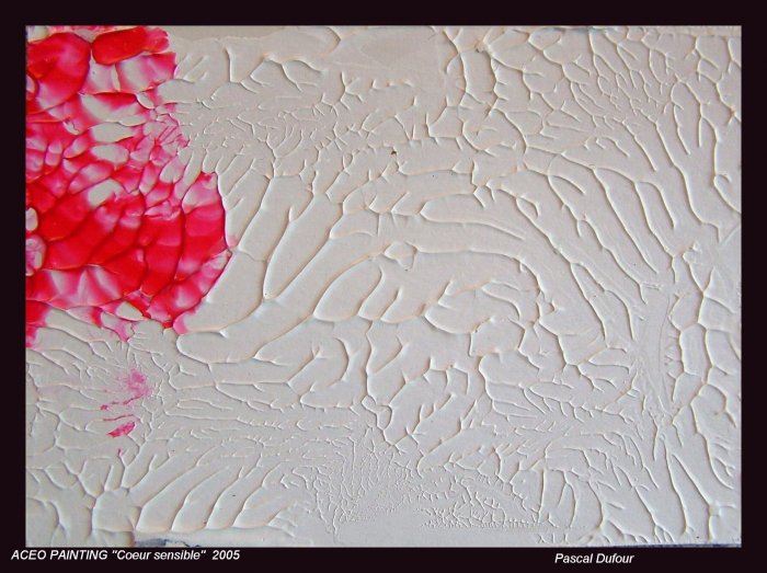 Aceo Painting coeur sensible abstract, artist from Québec free shipping