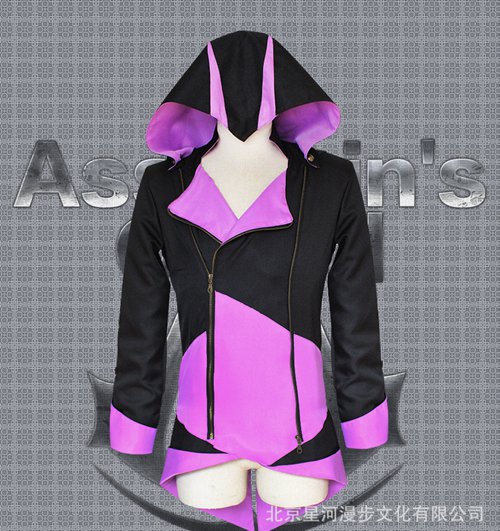 Assassin's Creed III Cosplay Connor Costume Pink and Black Coat