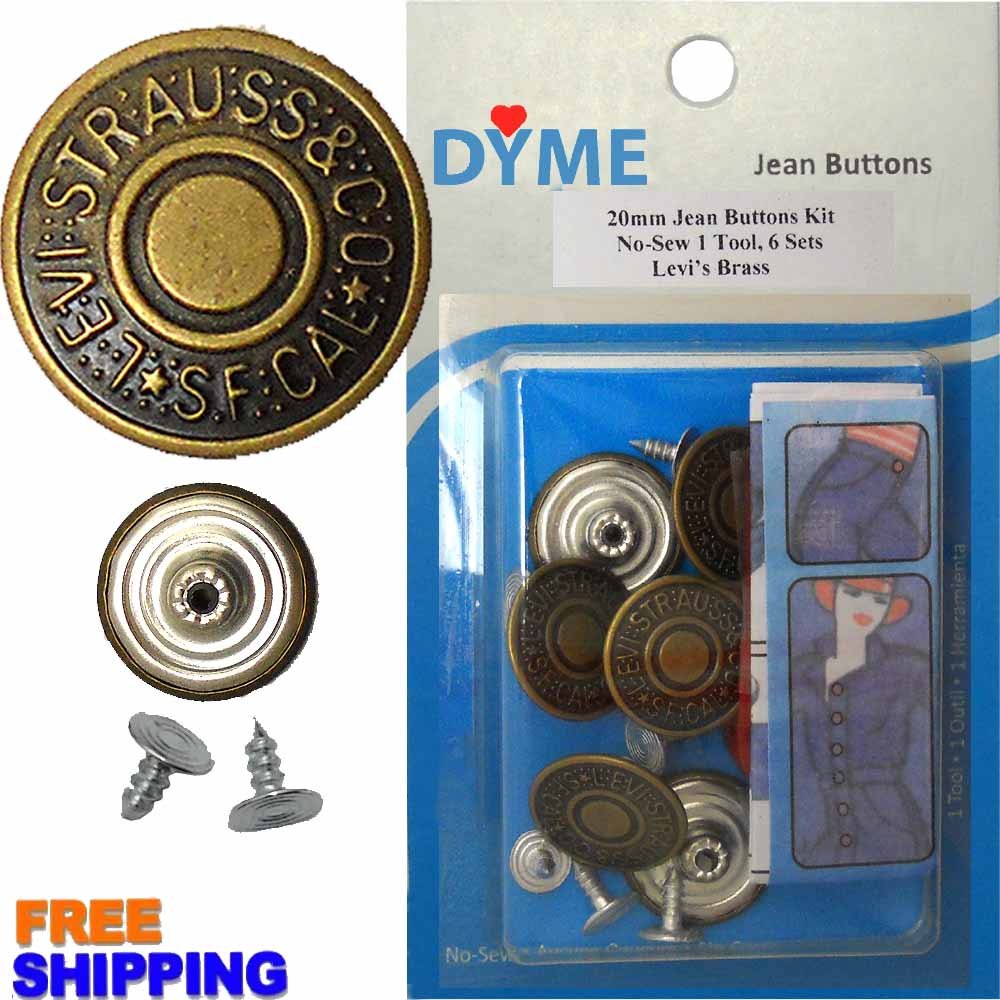 17mm LS & Co Jean Buttons 6 Set with Tool