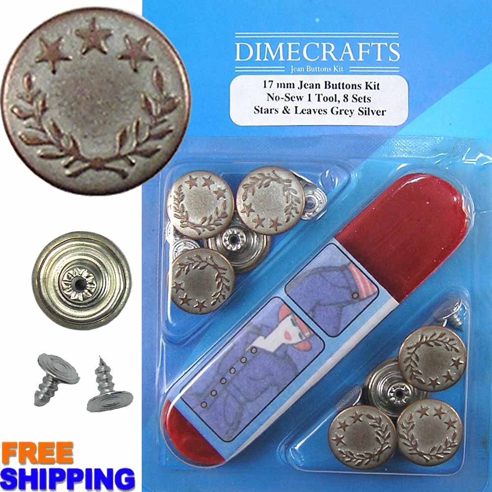 17mm Stars And Leaves Grey Silver 8 Set with Tool