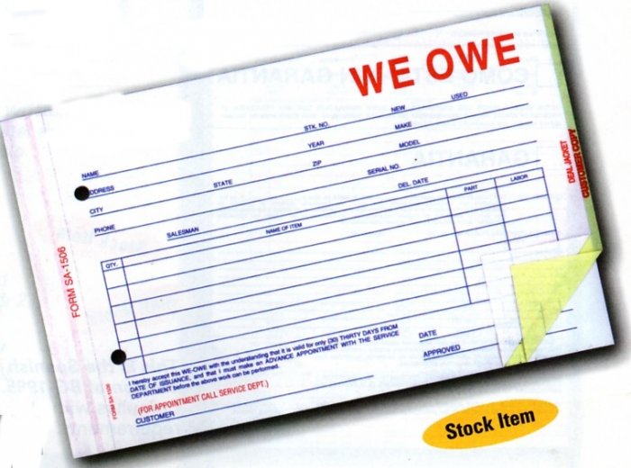 WE OWE - #SA-1506-3 Item 870