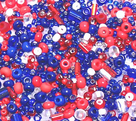Red White & Blue Seed & Czech Glass Bead Mix