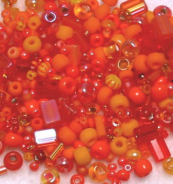 Electric Orange Glass Seed Bead Mix 6" Tube
