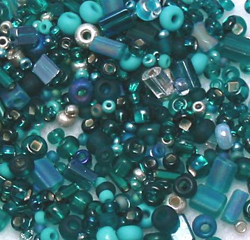 Aqua Teal Glass Seed Bead Mix 6" Tube
