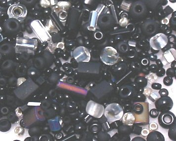 Black Silver & Clear Glass Seed Bead Mix 6" Tube