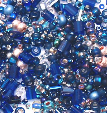 Midnight Blue Glass Seed Bead Mix 6" Tube