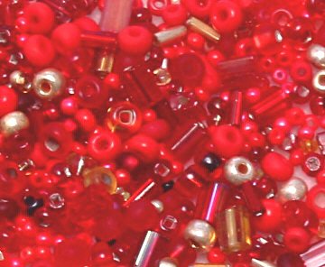 Red and Gold Glass Seed Bead Mix 6" Tube
