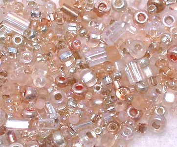 Shell Pink Beige Glass Seed Bead Mix 6" Tube