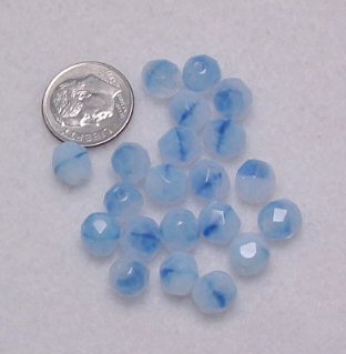 Blue & White Czech Glass 8mm Faceted Firepolish Beads 20