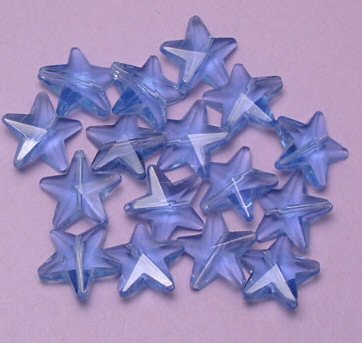 Crystal Star Beads Light Saphire Blue Lot of 4