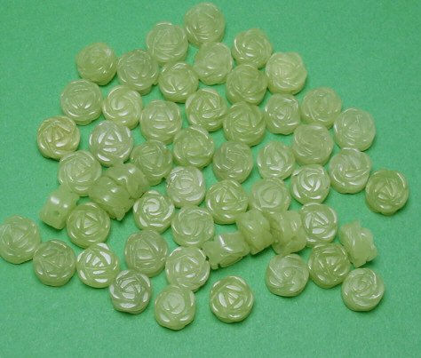 Lemon Jade Gemstone Carved Flat Rose Beads 6