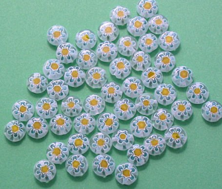 Millefiori Glass Disk beads 7mm strand 50 beads+