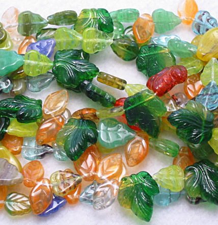 Czech Glass Leaves Bead mix in beautiful colors