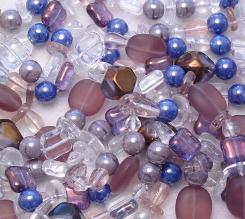 Lavender Ice Czech glass bead assortment mix