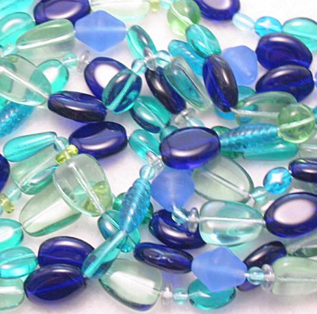 Czech Glass Mediterranean Mix Beads Blue Aqua Green