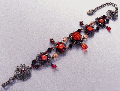 TOHO Elegant Jewelry Kit Glass Coral Roses Bracelet