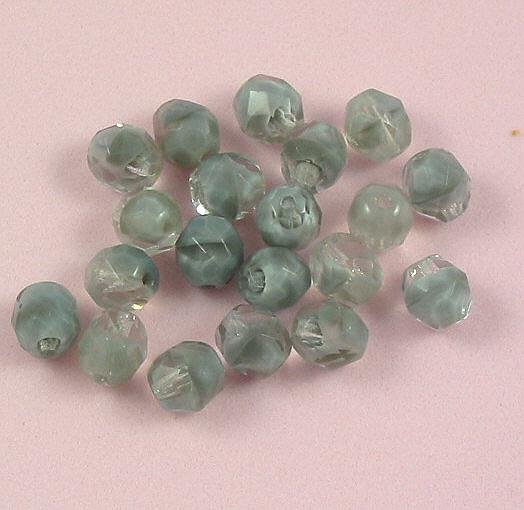Gray & Clear Czech Glass 8mm Faceted Firepolish Beads 20