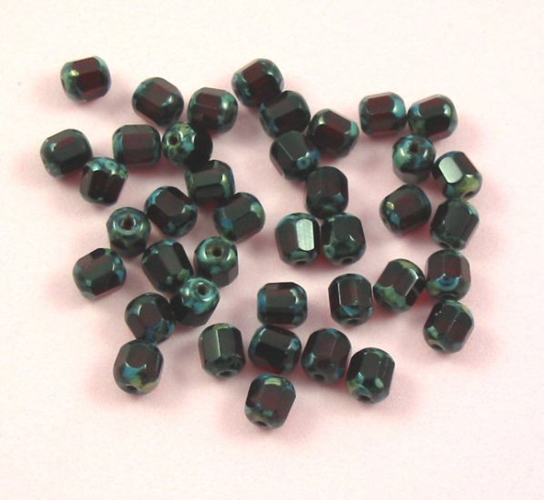 Czech Glass Antique Style Octagon Bead 6mm deep red