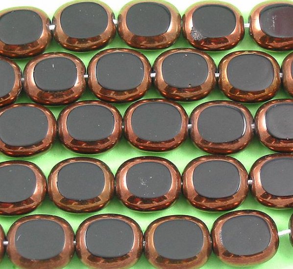 Oval Black and bronze Czech glass window beads