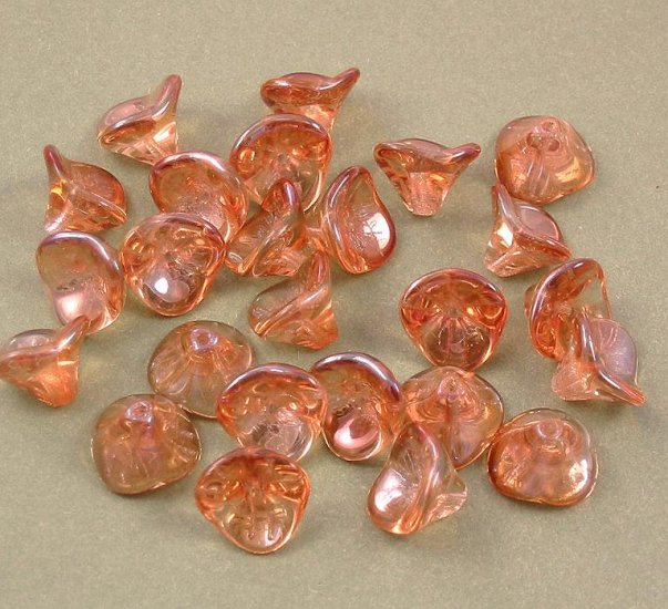 Jonquil Celsian Czech Glass Three Petal Flower Beads