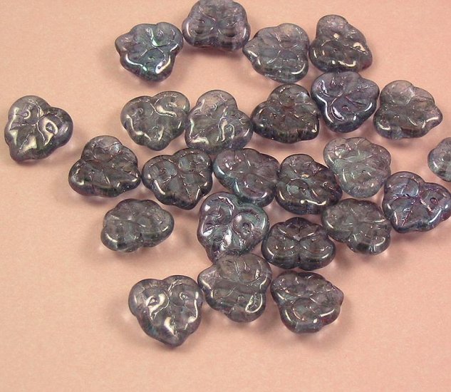 Purple Luster Leave Beads 20