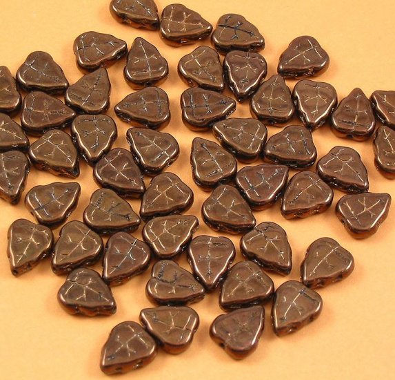 Bronze glass Leaf beads