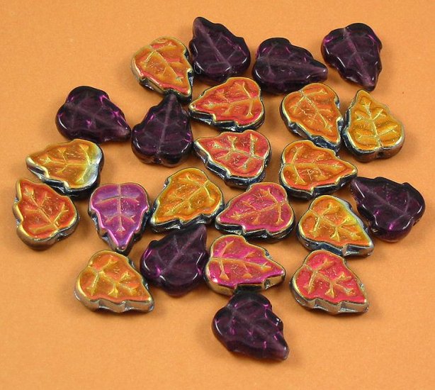 Two Sided Czech Glass Leaf Beads